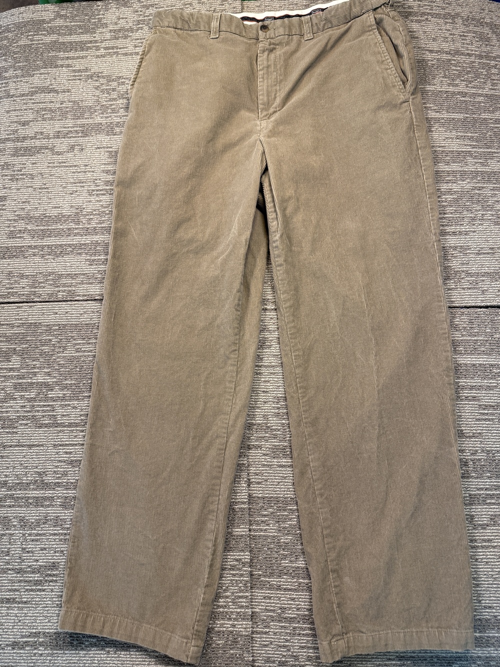 Haggar Pants Mens 36x32 Beige Corduroy Chino Flat Front Straight Leg Casual